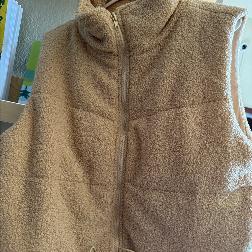 Cozy Tan Fleece Vest for Women